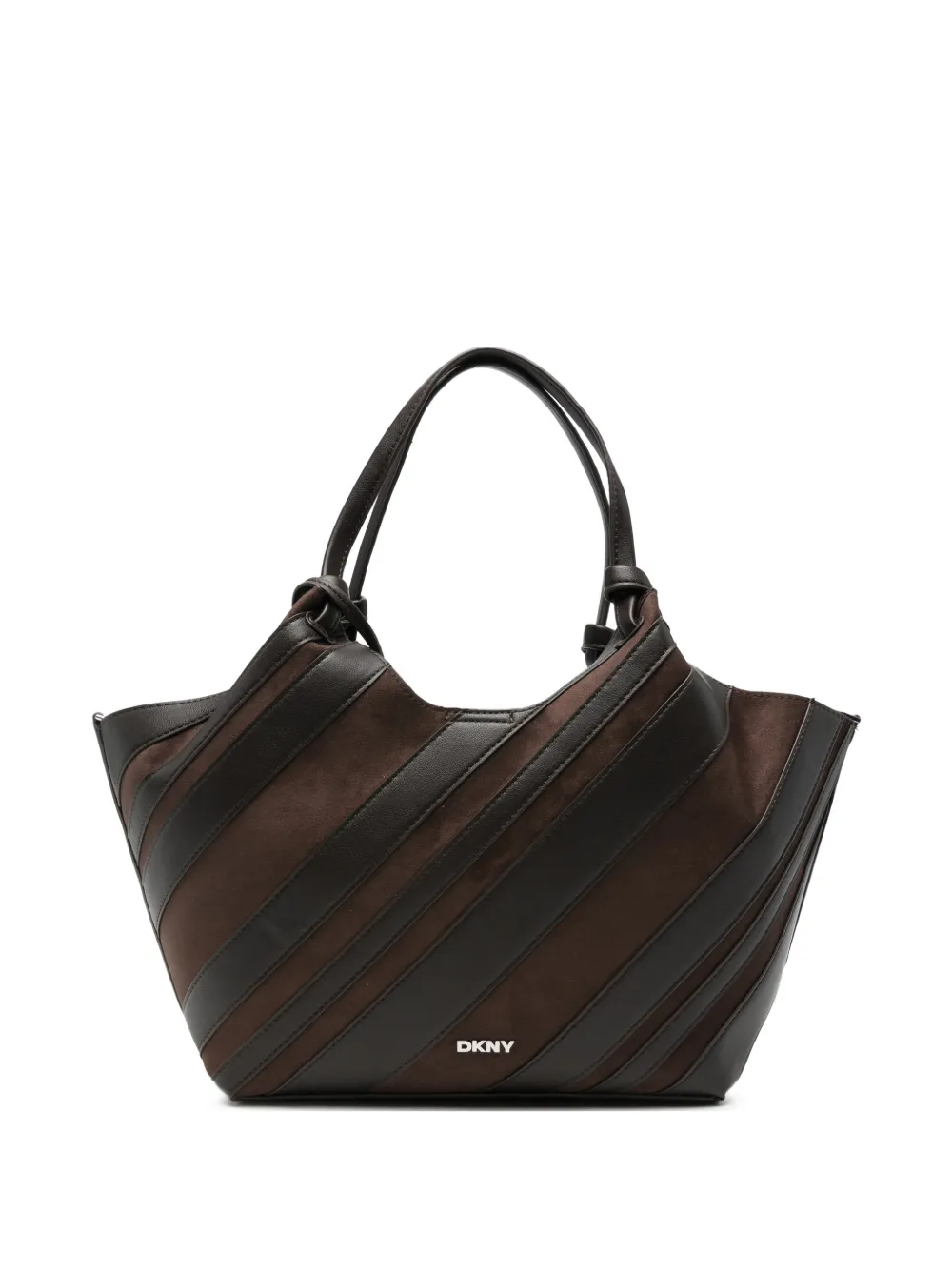 DKNY medium Paula diagonal-stripe tote bag - Marrone