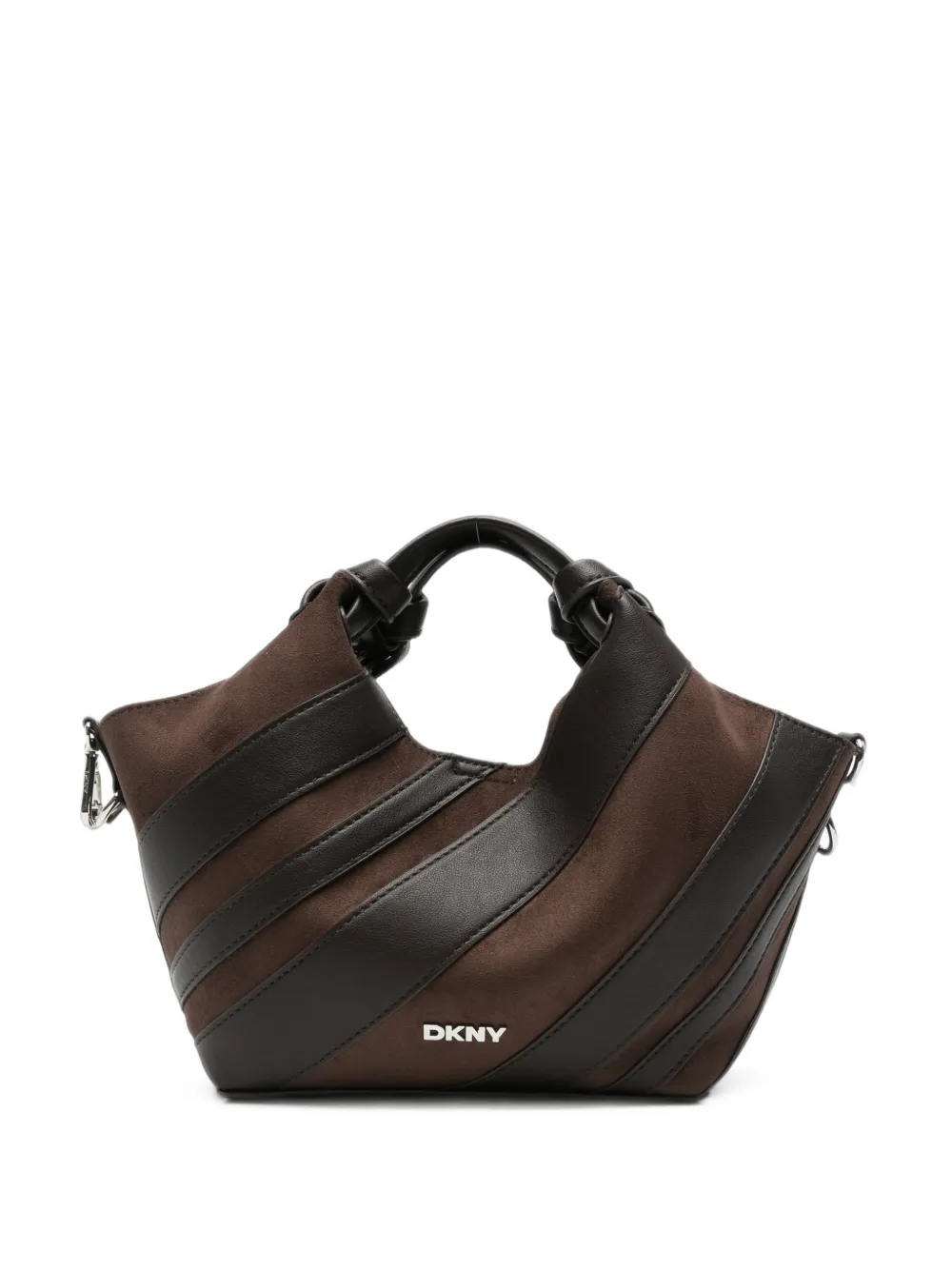 DKNY small Paula panelled leather-trim tote bag - Marrone