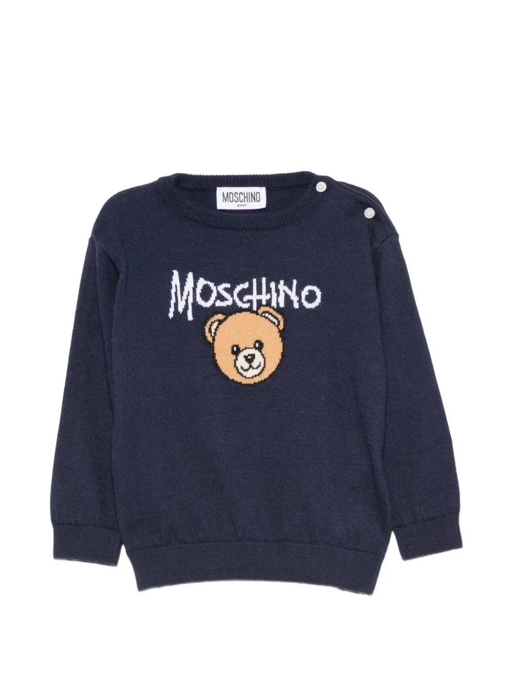 Moschino Kids Teddy Bear intarsia-knit sweater - Blu