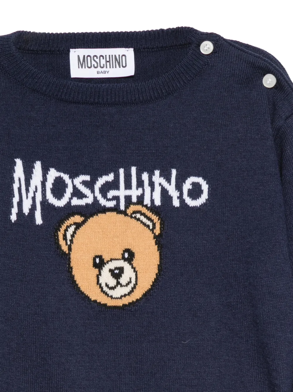 Moschino Kids Teddy Bear intarsia gebreide trui Blauw