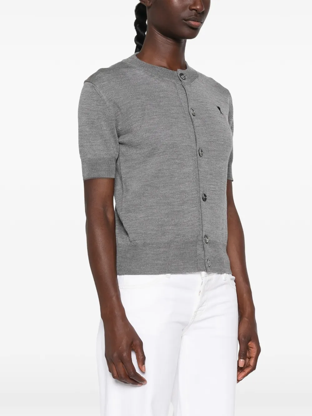 AMI Paris Ami de Coeur vest met korte mouwen Grijs