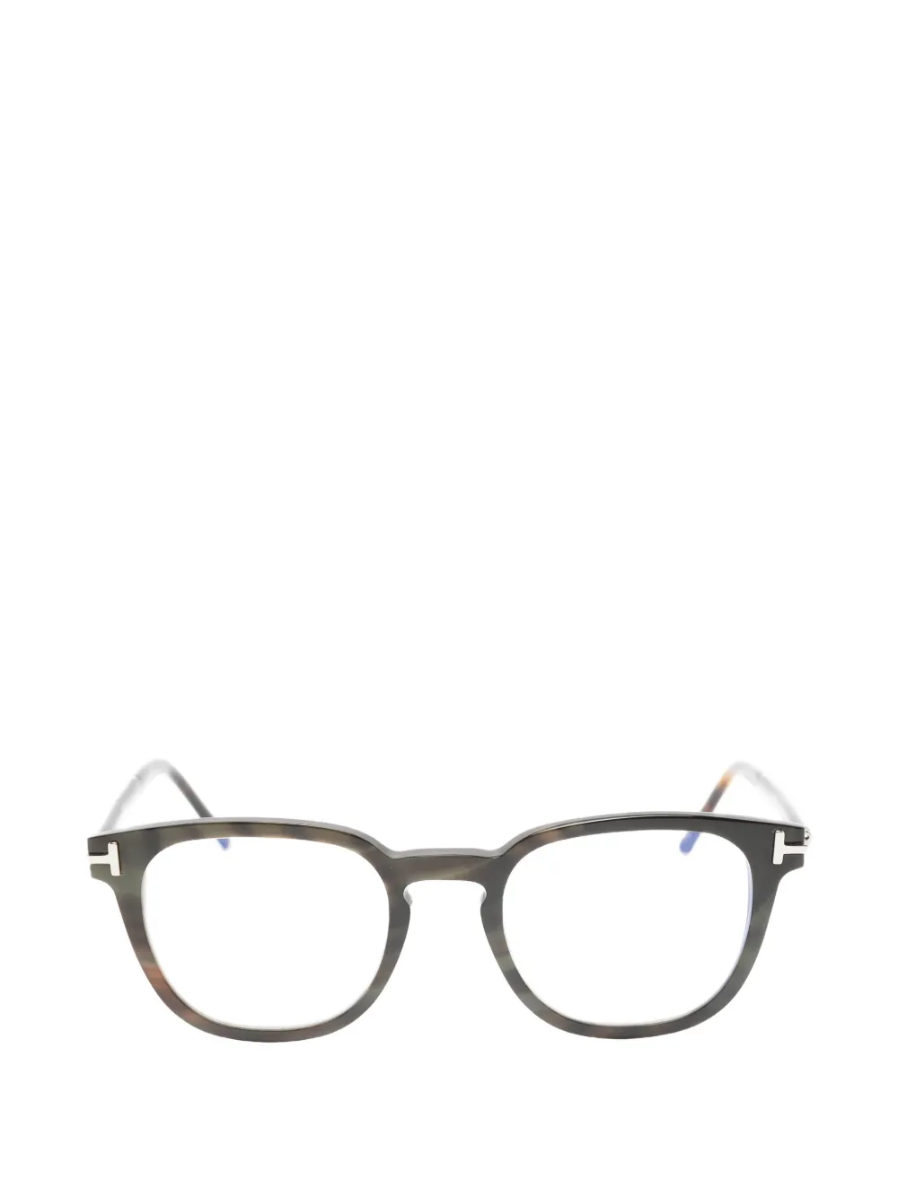 TOM FORD Eyewear Occhiali Private con montatura effetto tartarugato e logo T - Marrone