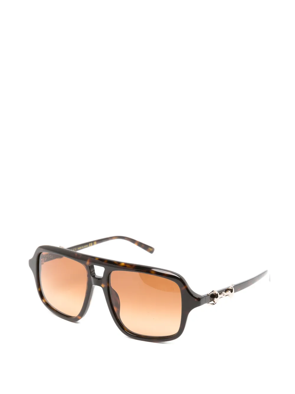 Gucci Eyewear Horsebit zonnebril met geometrisch montuur Bruin