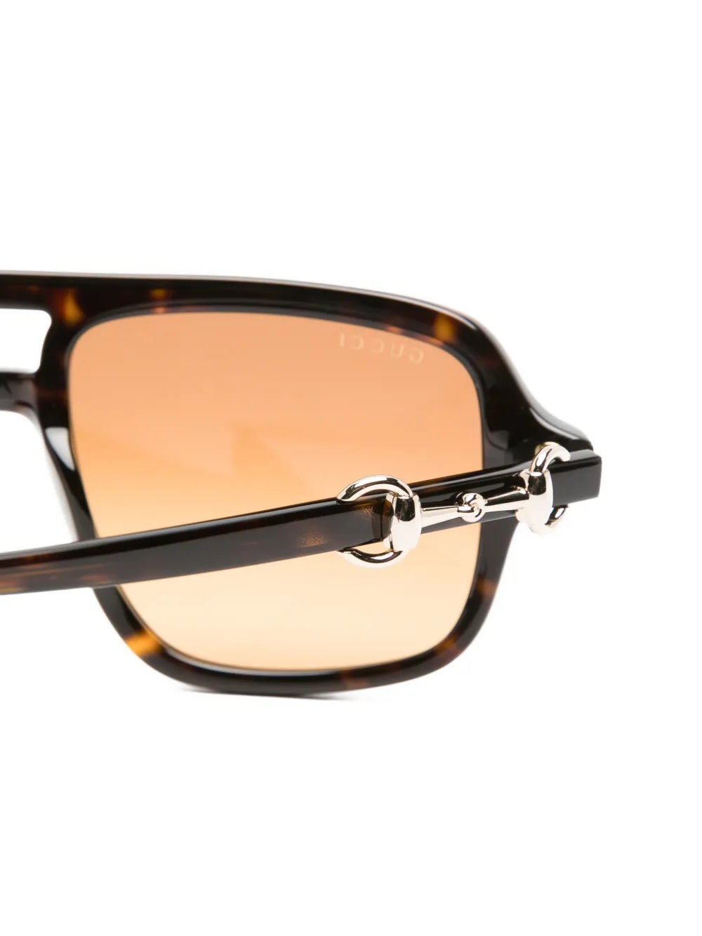Gucci Eyewear Horsebit zonnebril met geometrisch montuur Bruin