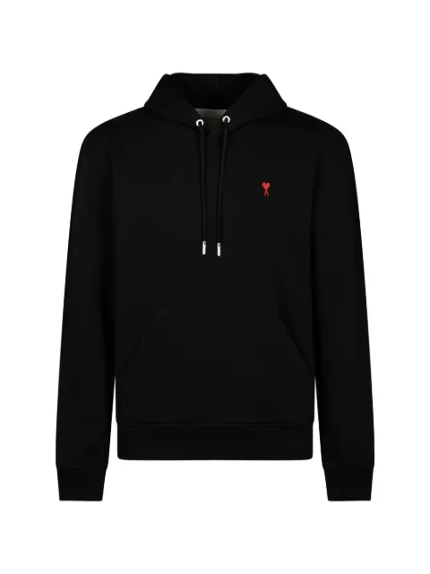 AMI Paris black cotton hoodie with Ami de Coeur