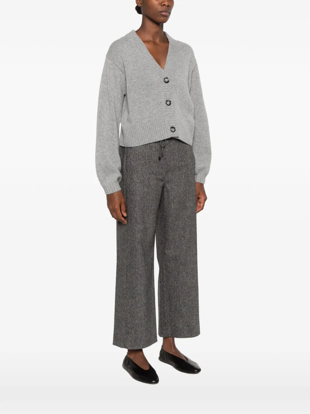 Allude V-neck knitted cardigan Grijs