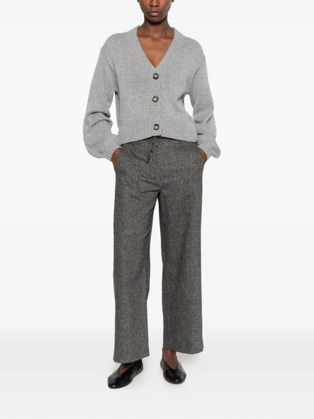 Allude V-neck knitted cardigan Grijs