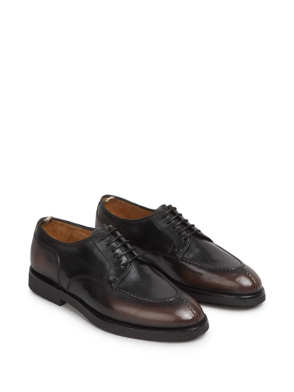Officine Creative Bariton Flexi apron-toe burnished leather shoes Zwart