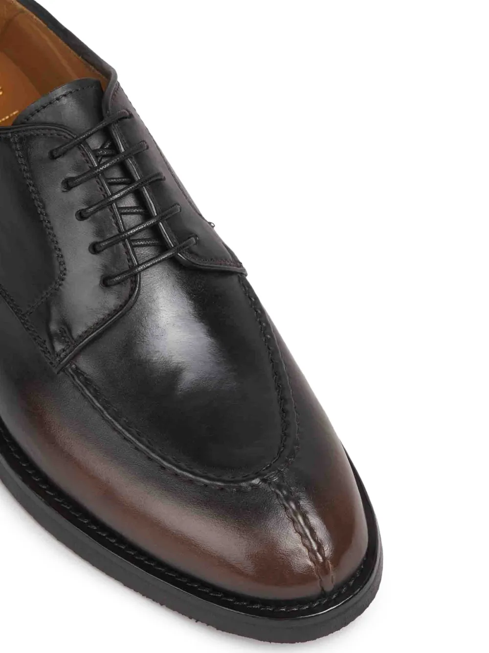 Officine Creative Bariton Flexi apron-toe burnished leather shoes Zwart