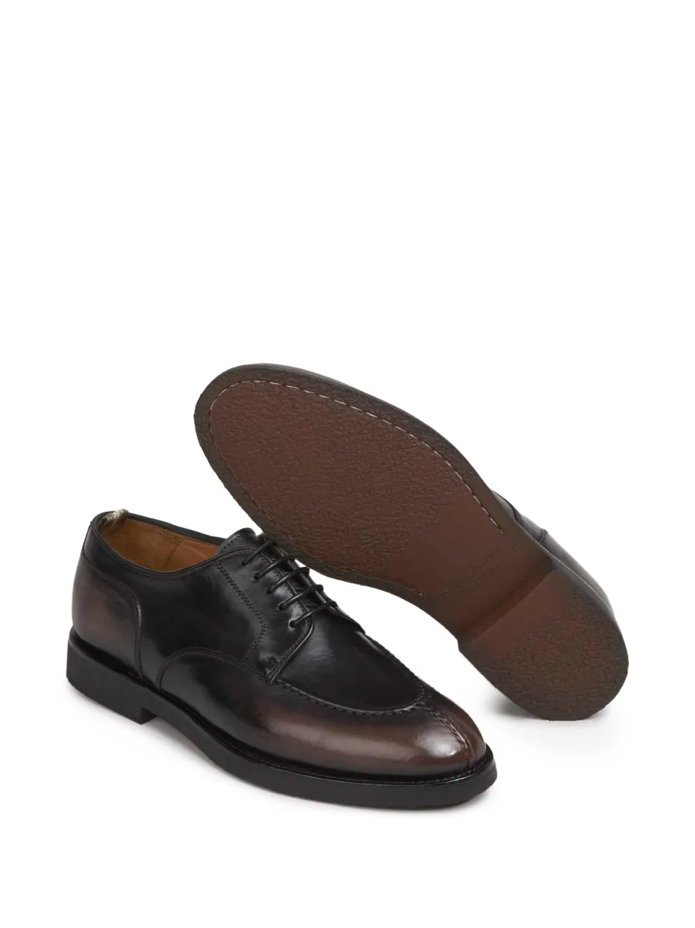 Officine Creative Bariton Flexi apron-toe burnished leather shoes Zwart