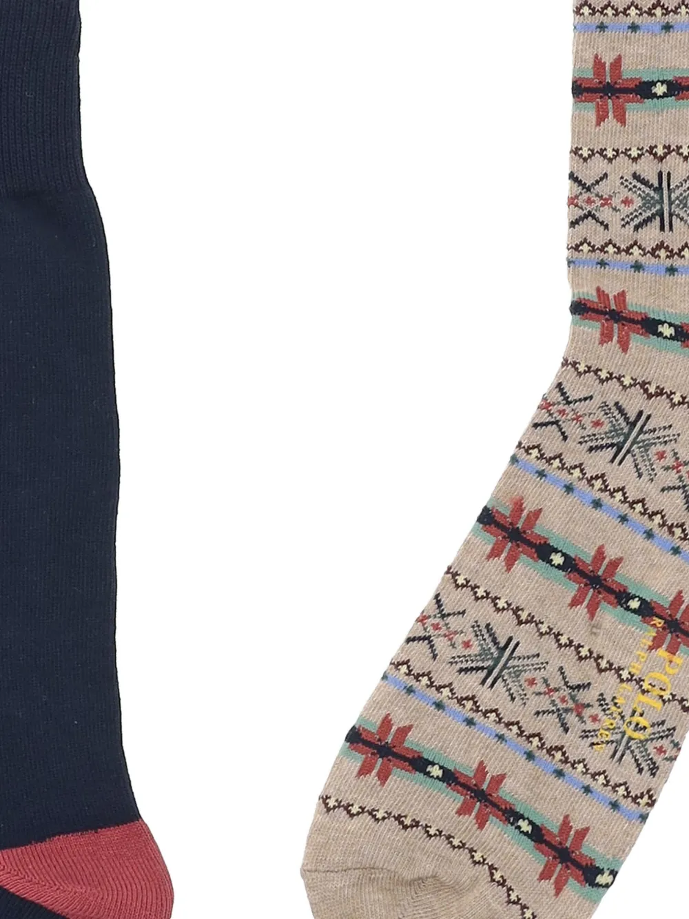 Polo Ralph Lauren Twee Polo Bear Fair Isle gebreide sokken Beige