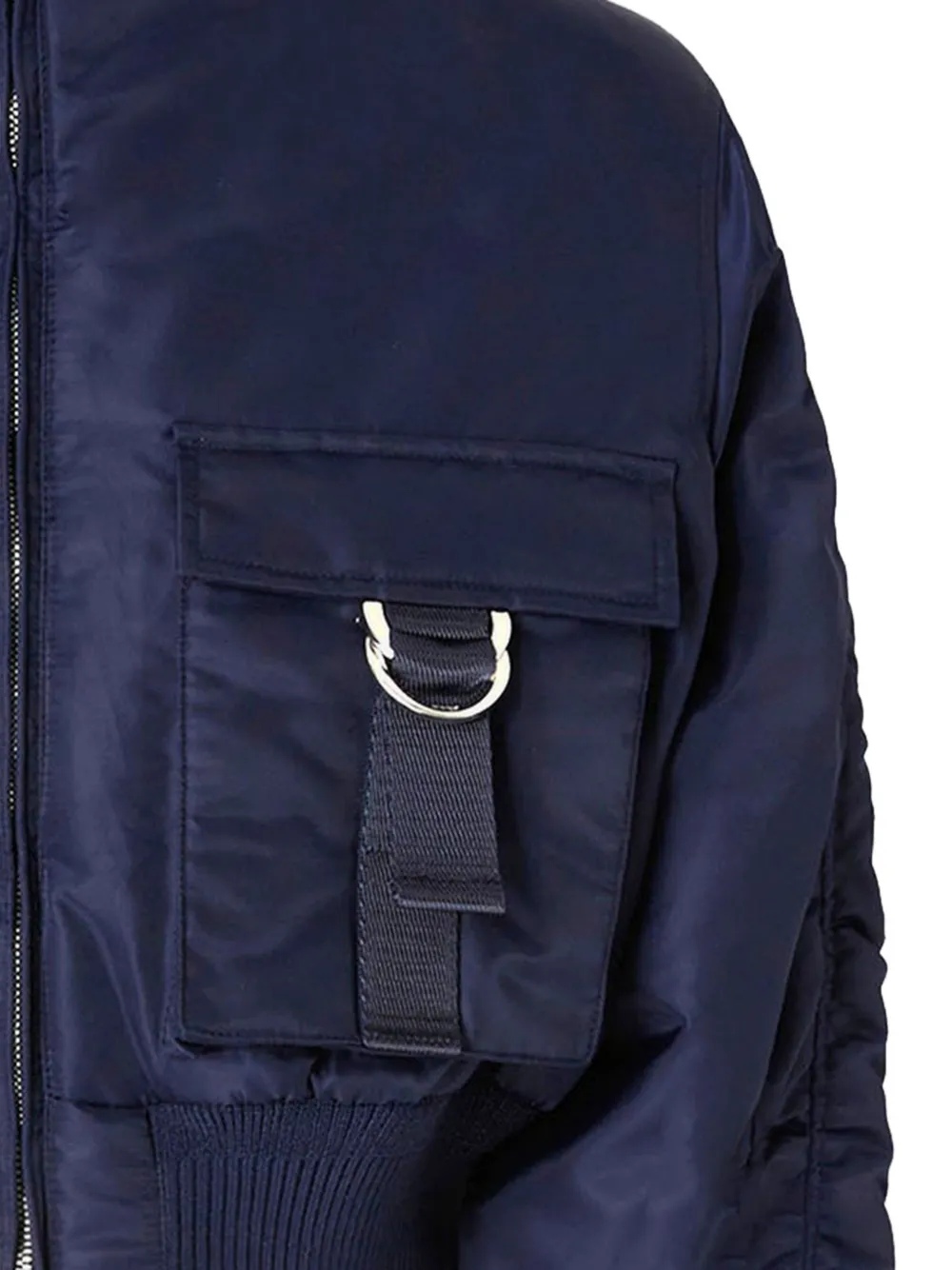 Pinko Short Technical Satin Bomber Jacket In Blue