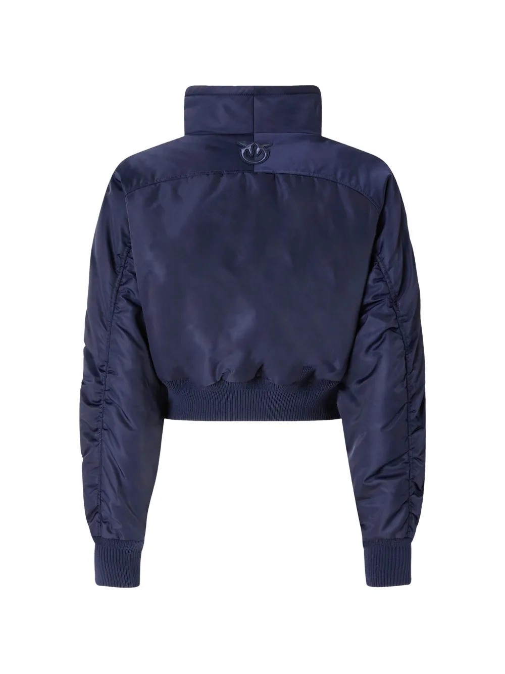 Pinko Short Technical Satin Bomber Jacket In Blue
