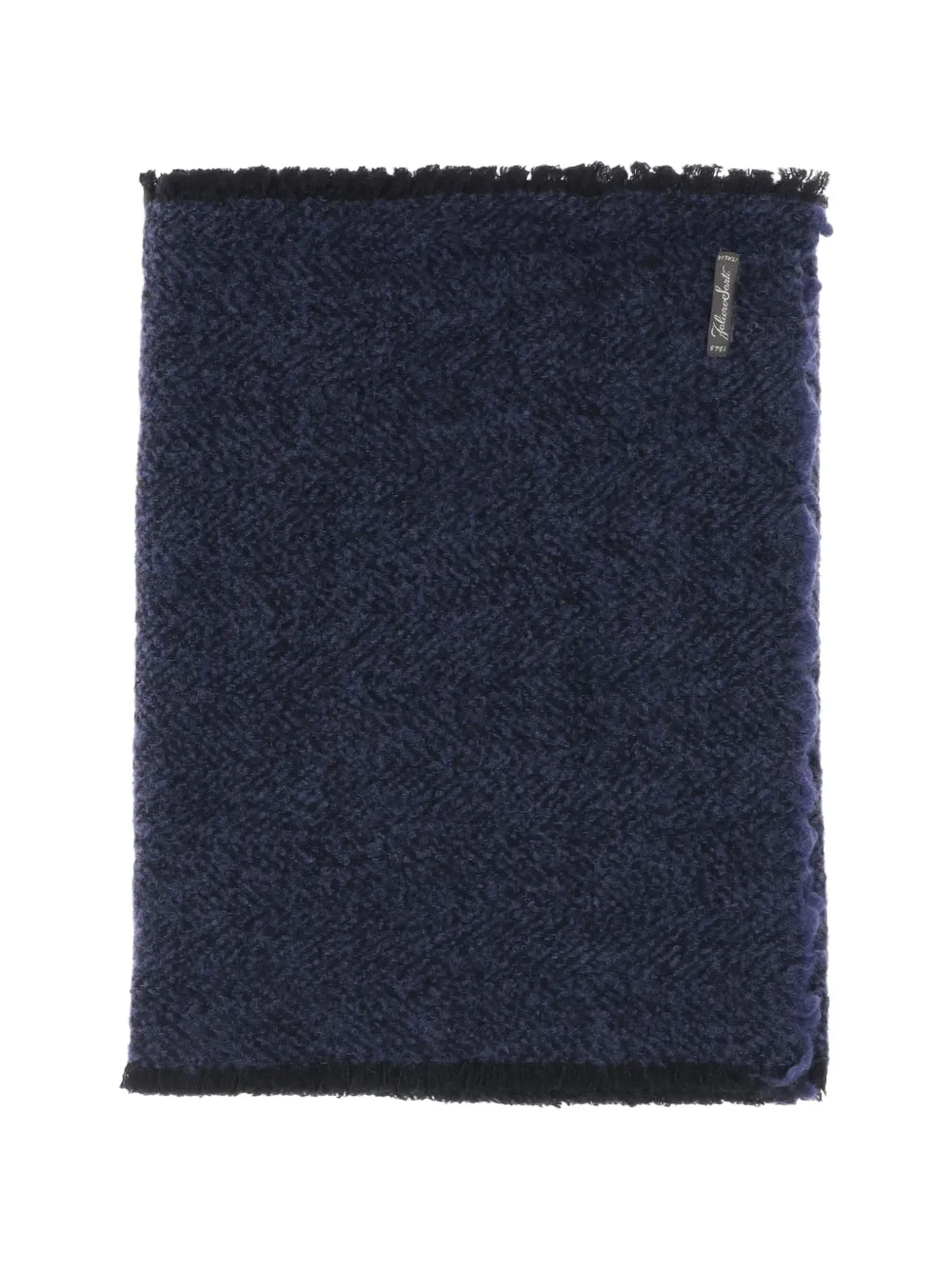 Faliero Sarti Resky herringbone-pattern fringed scarf - Blu