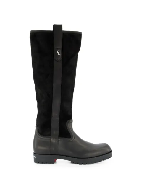 Christian Louboutin Slouch suede-panelled logo-plaque boots