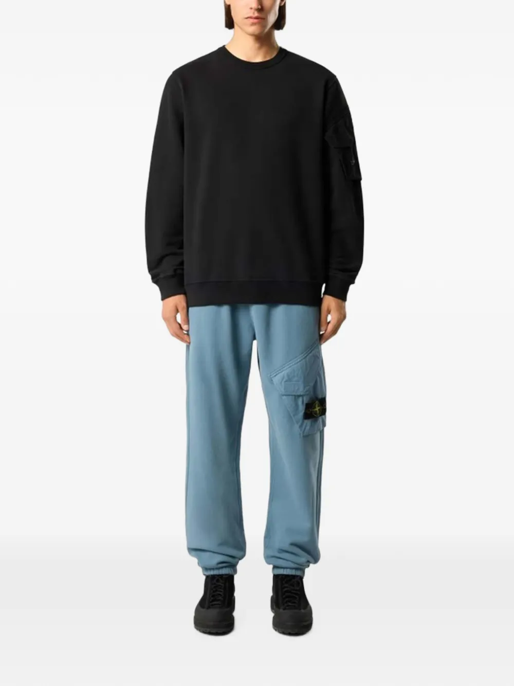 Stone Island 6200004 geborstelde biologisch katoenen fleece trainingsbroek Blauw