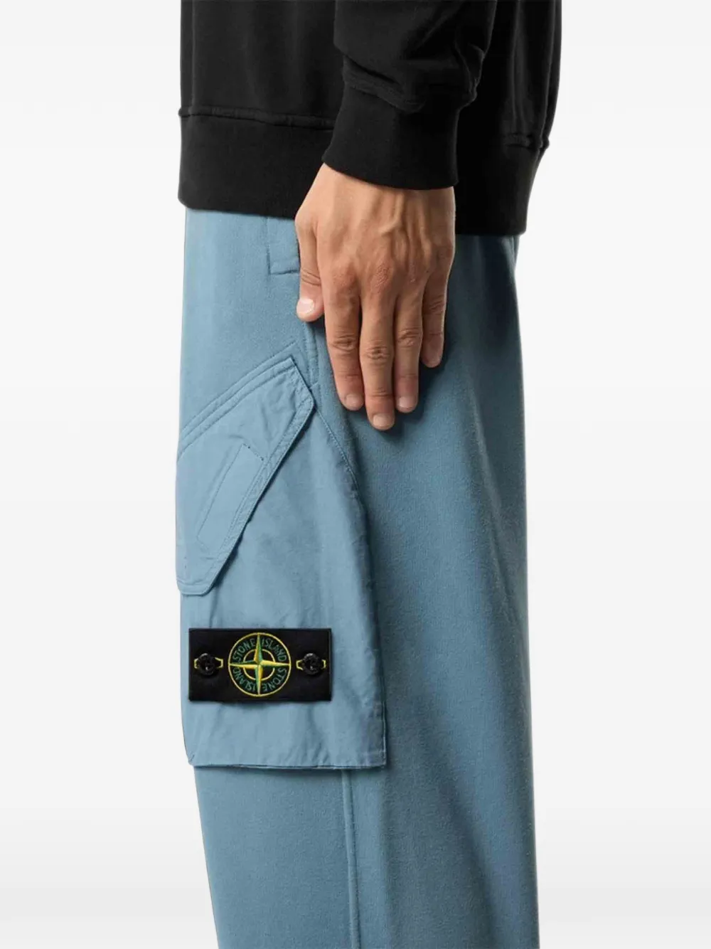 Stone Island 6200004 geborstelde biologisch katoenen fleece trainingsbroek Blauw
