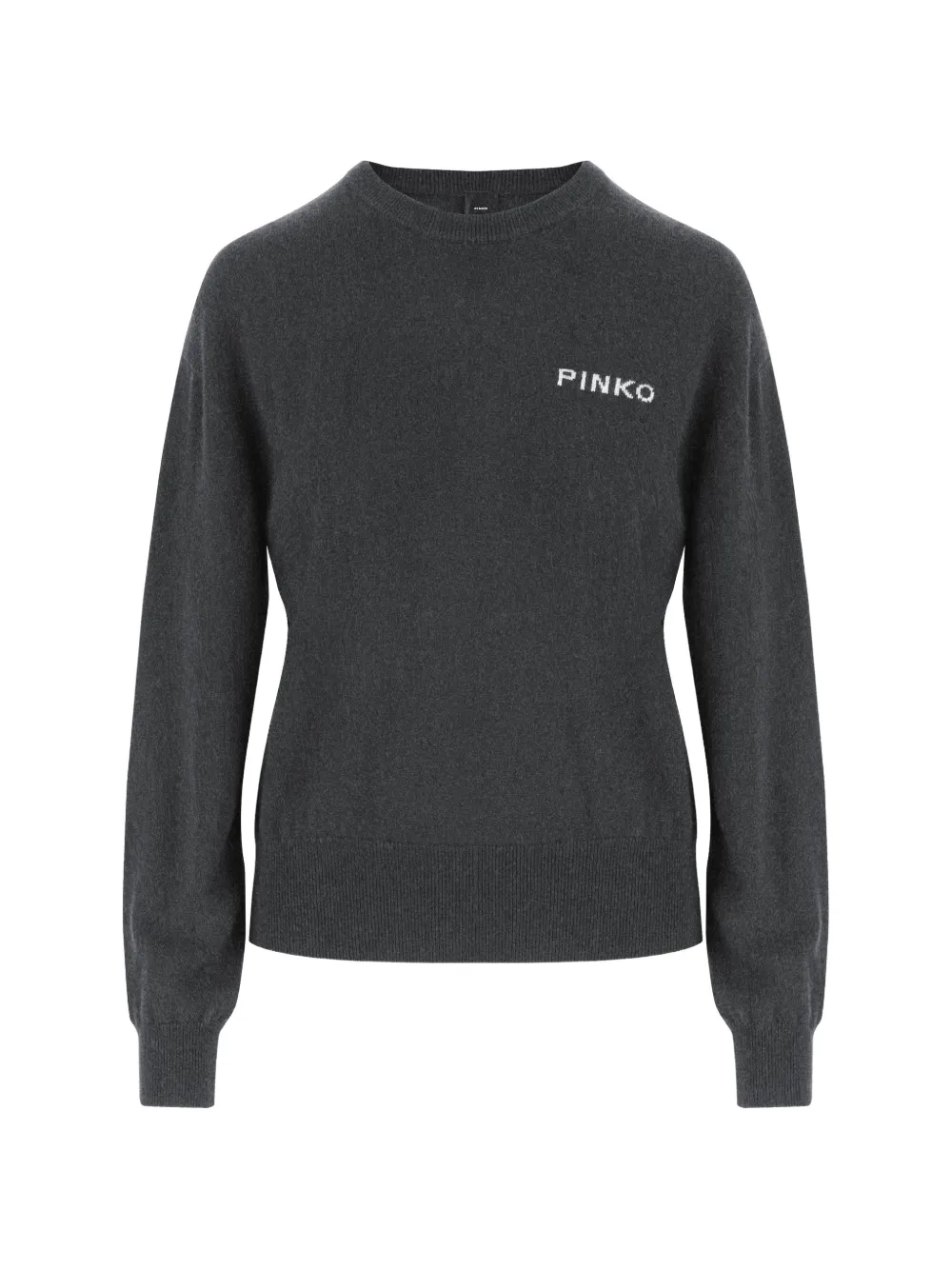 PINKO logo-embroidered intarsia-knit sweater - Grigio