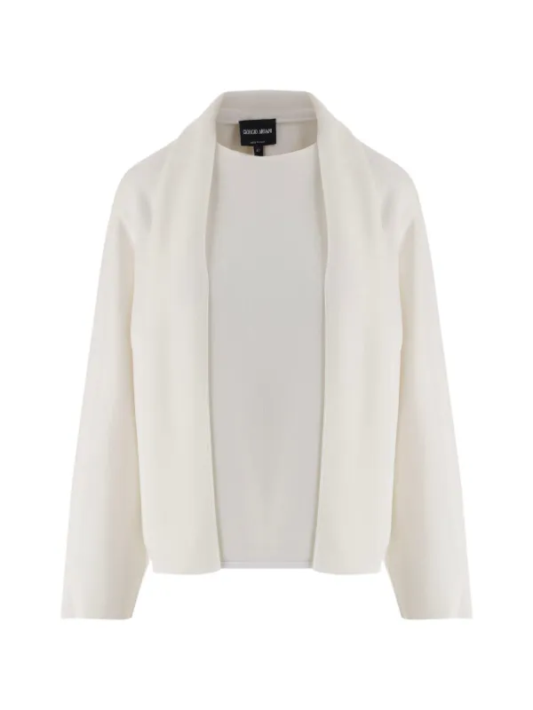 Giorgio Armani Shawl-lapel Wool Sweater in White