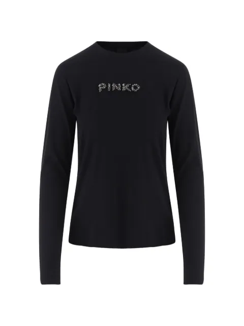 PINKO embellished logo-patch long-sleeve T-shirt