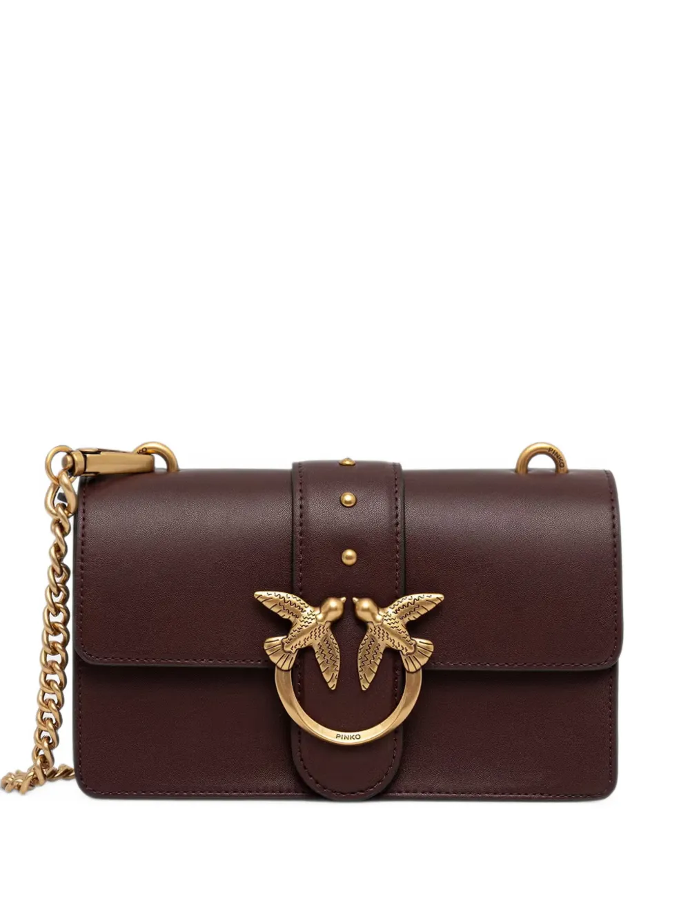 PINKO Love Bag One small crossbody bag in leather - Marrone