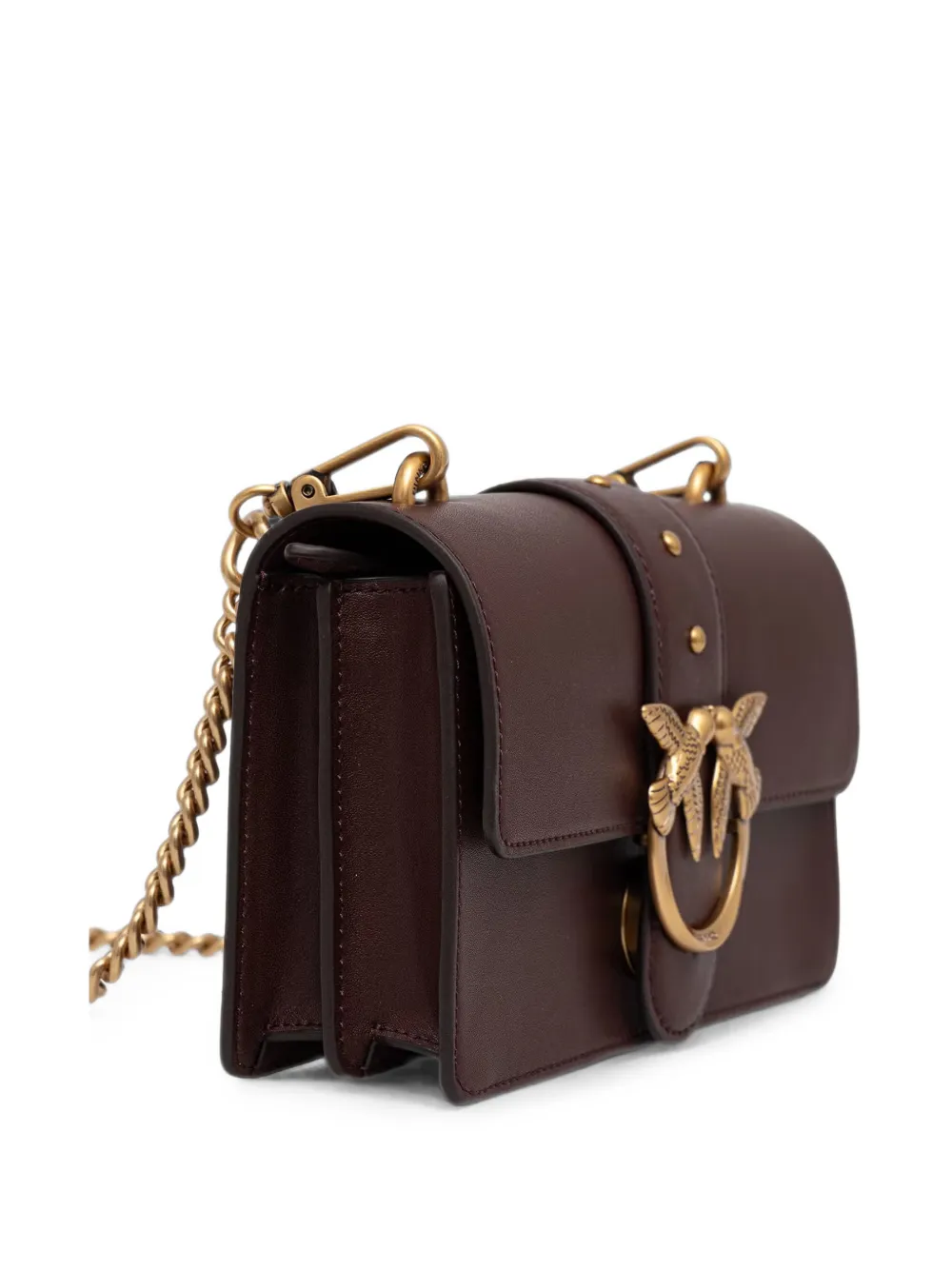 PINKO Love Bag One kleine leren crossbodytas Bruin