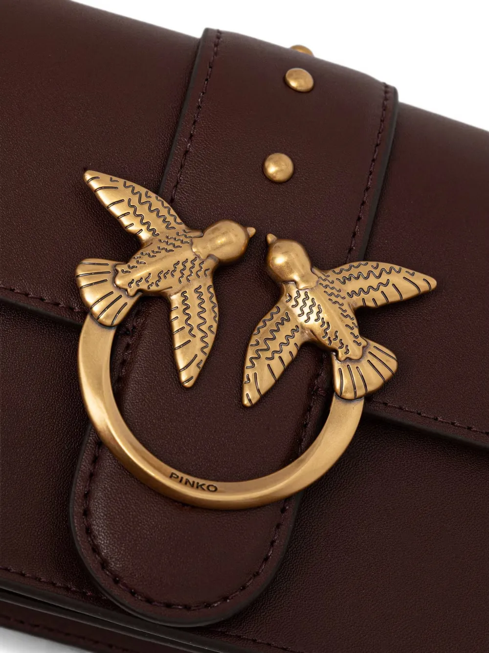 PINKO Love Bag One kleine leren crossbodytas Bruin