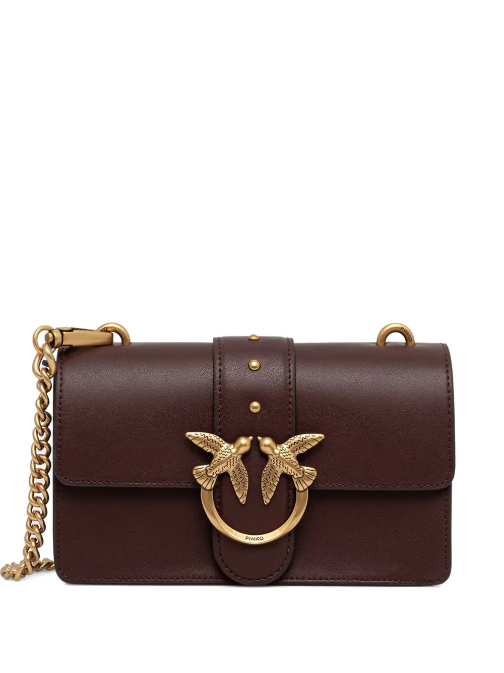 PINKO Love Bag One small crossbody bag in leather - Marrone
