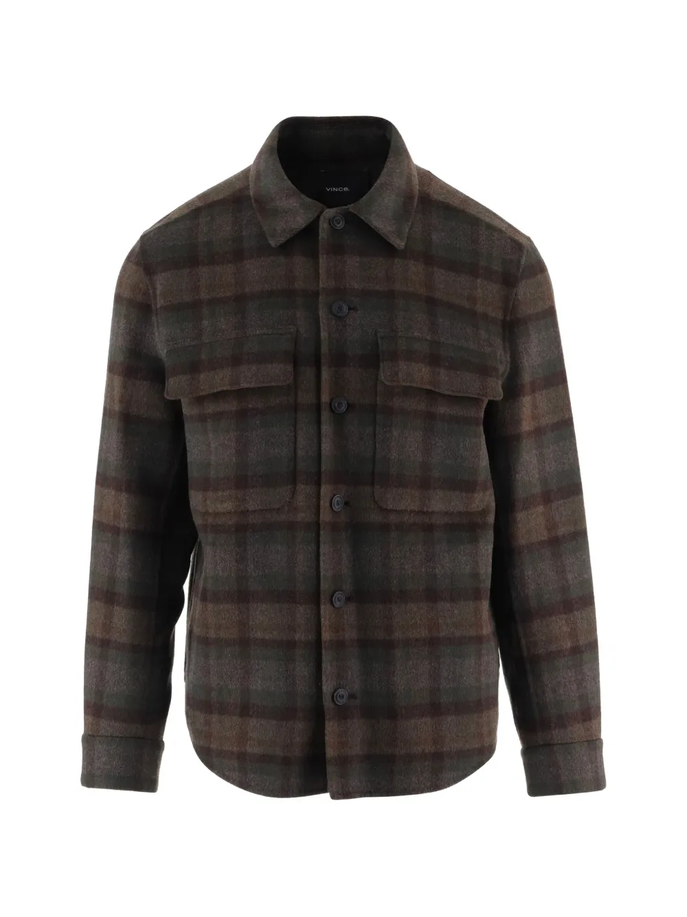 Vince check-pattern wool-blend shirt