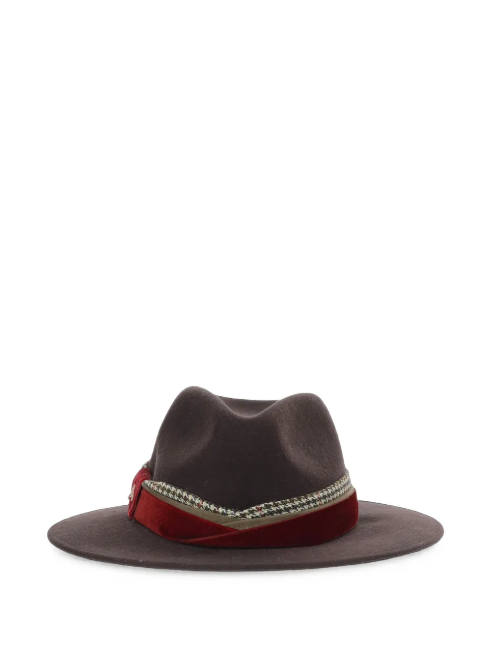 ALEXIA ÁLVAREZ DE TOLEDO houndstooth-trim wool fedora hat