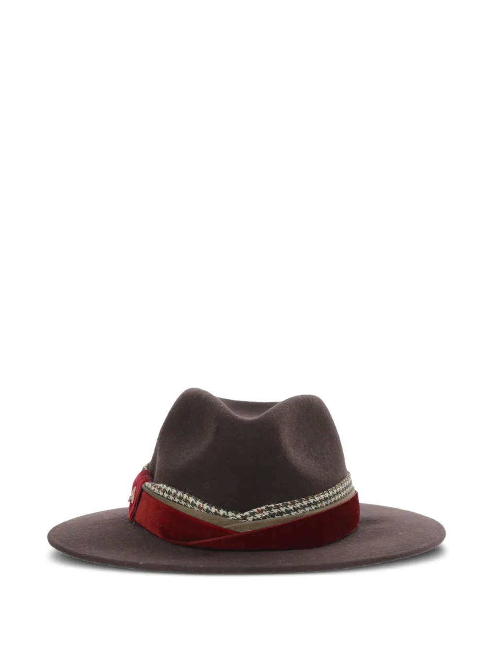 ALEXIA ÁLVAREZ DE TOLEDO houndstooth-trim wool fedora hat