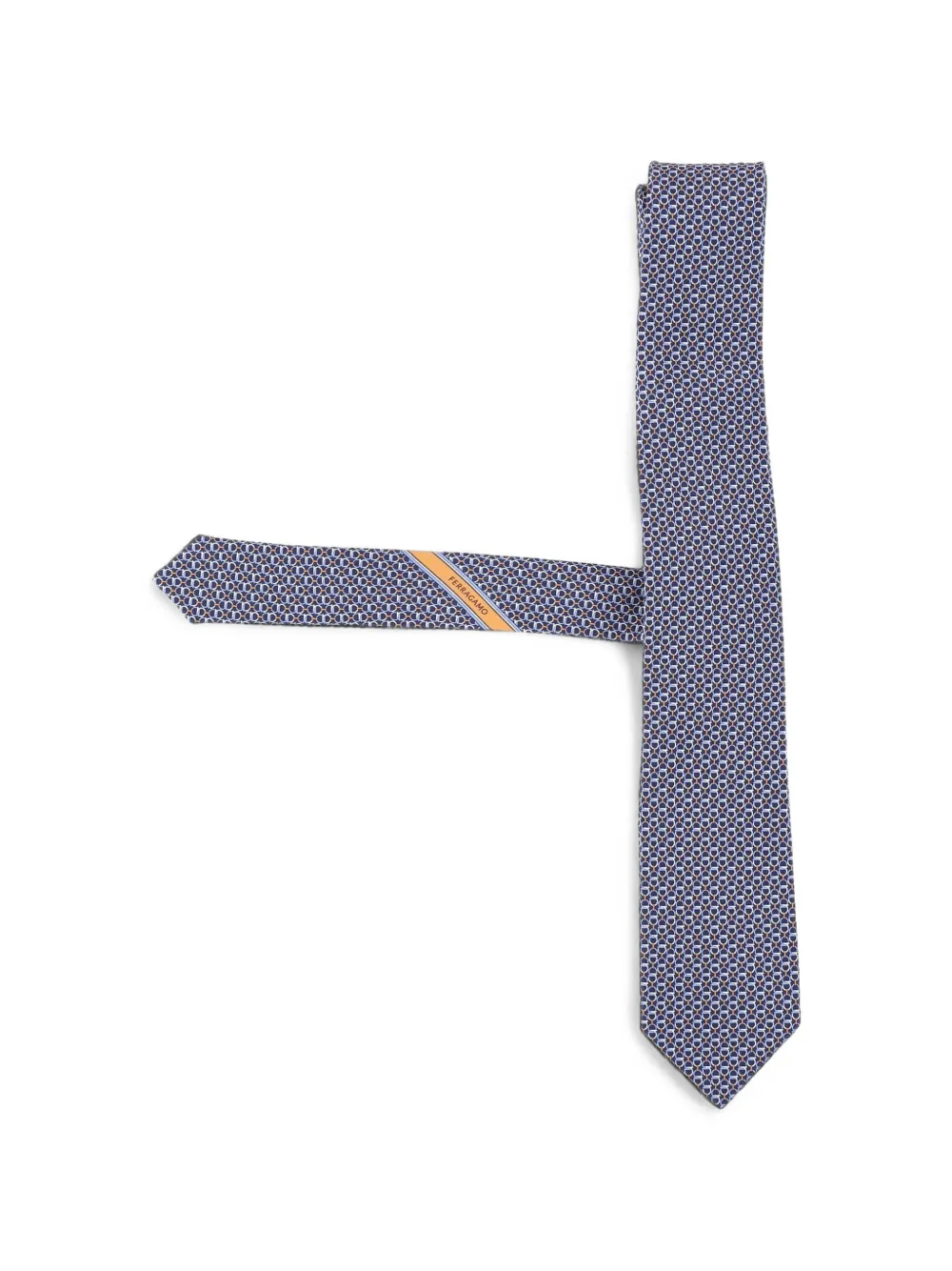 Ferragamo Gancini links print silk tie - Blu