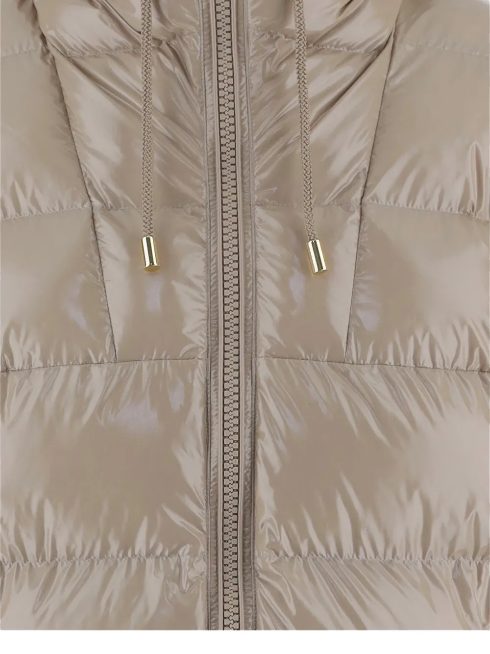 PINKO quilted hooded down jacket Beige