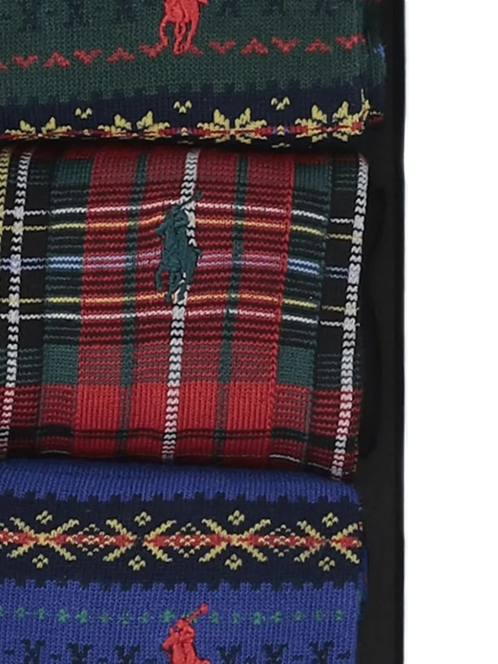Polo Ralph Lauren Drie paar Fair Isle sokken met pony-patroon Rood