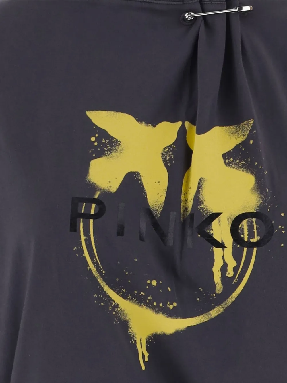 PINKO Love Birds T-shirt met veiligheidsspeld Grijs