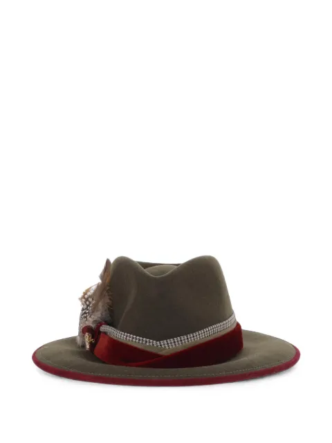 ALEXIA ÁLVAREZ DE TOLEDO feather-embellished houndstooth-trim hat