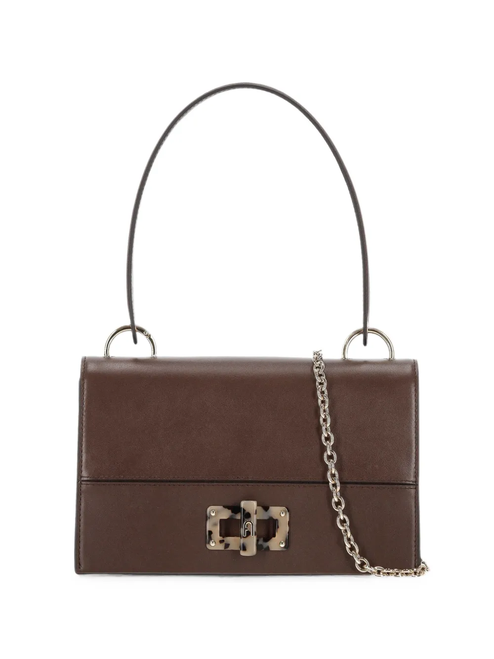 Furla tortoiseshell-effect logo-plaque shoulder bag - Marrone