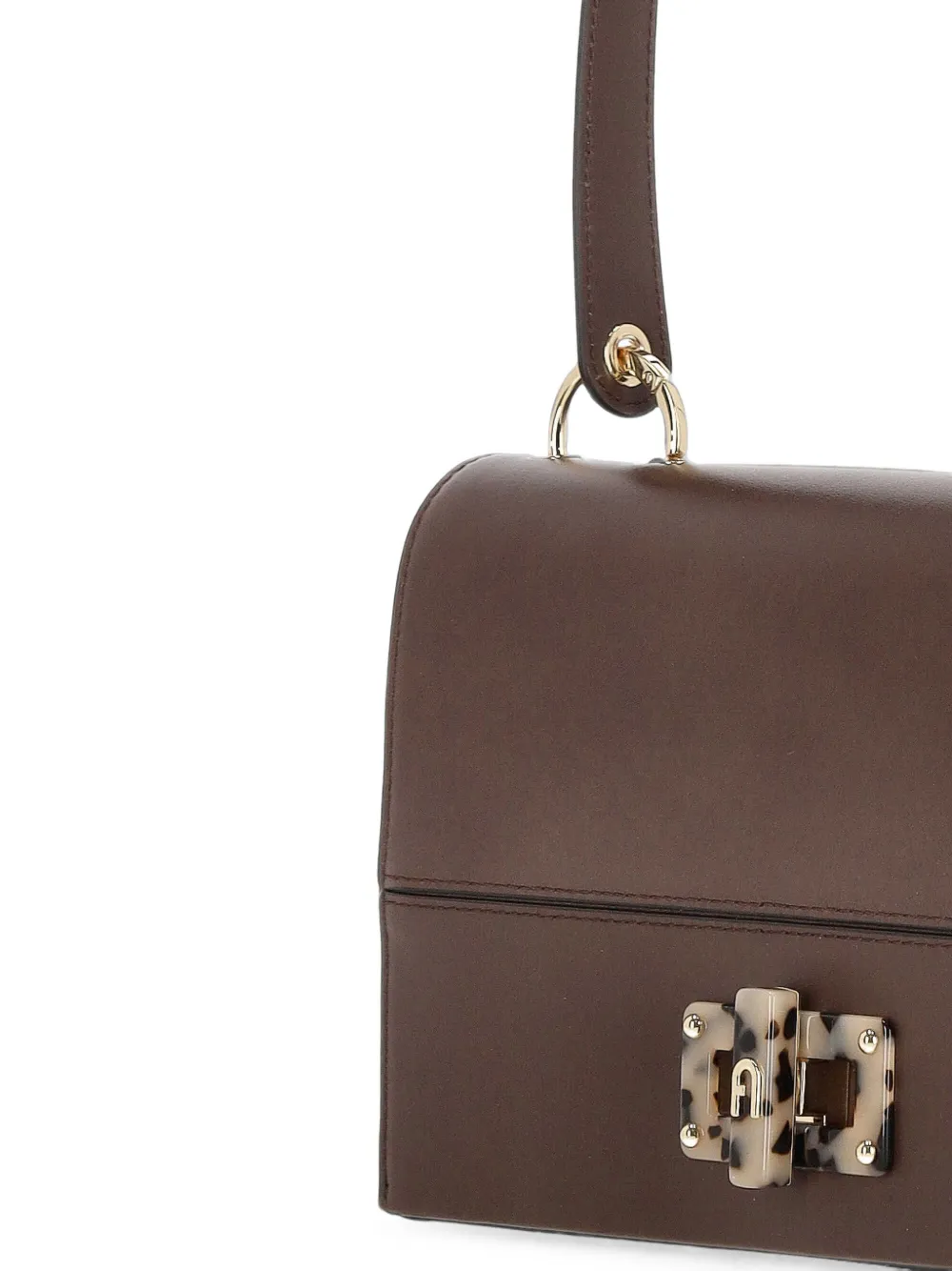 Furla Schoudertas met schildpad-effect en logo-plakkaat Bruin