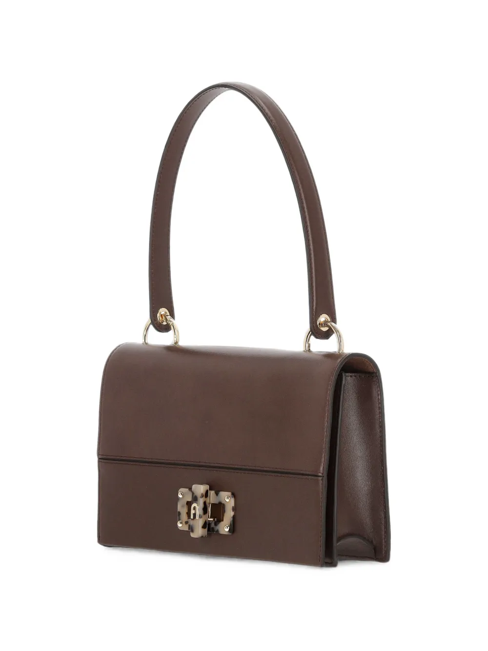 Furla Schoudertas met schildpad-effect en logo-plakkaat Bruin