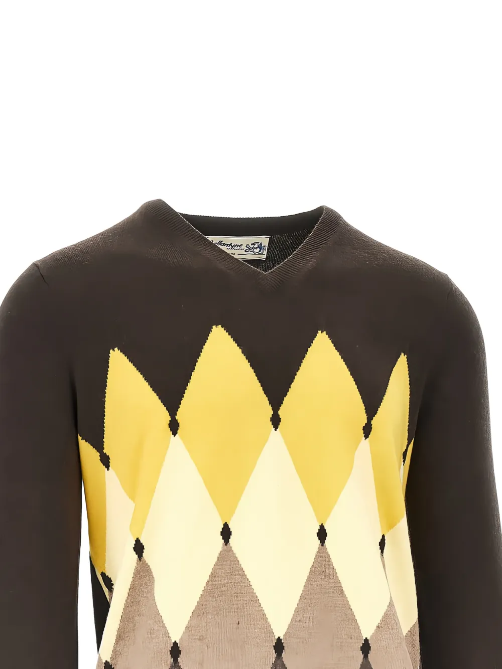 Ballantyne Kasjmier trui met argyle-intarsia Bruin