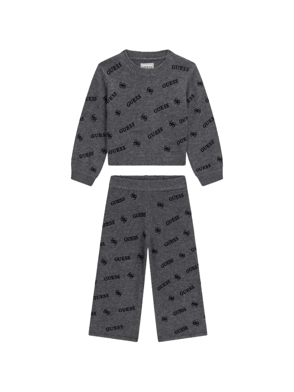 guess kids logo-pattern knitted tracksuit - Grigio