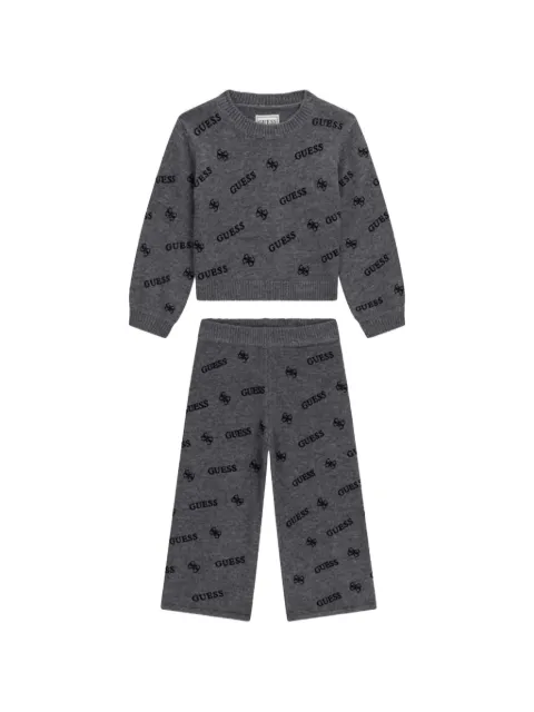 guess kids logo-pattern knitted tracksuit