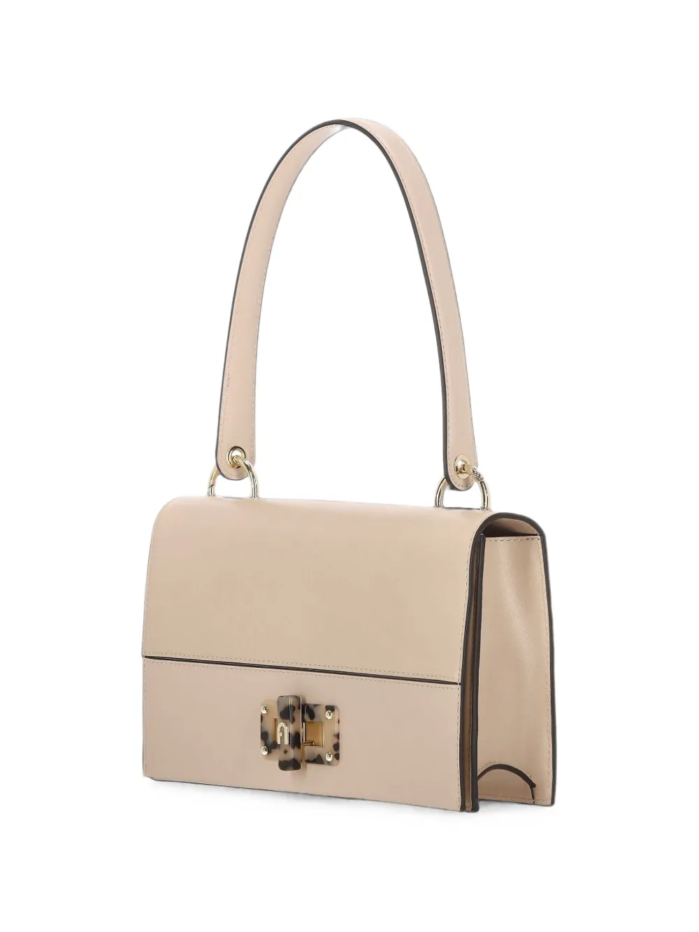 Furla tortoiseshell-effect logo-plaque shoulder bag Beige