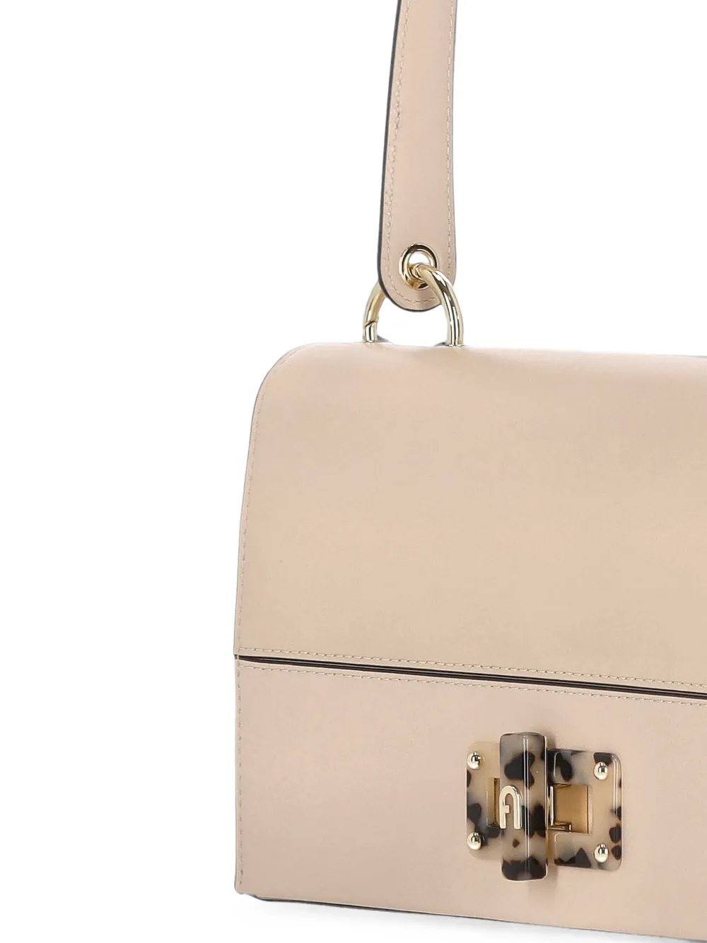 Furla tortoiseshell-effect logo-plaque shoulder bag Beige