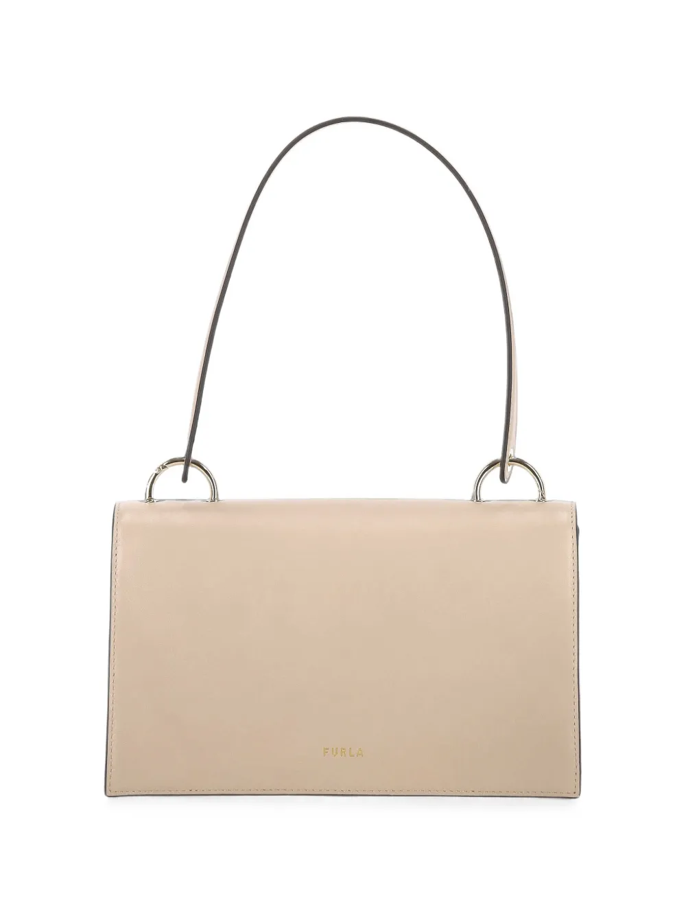 Furla tortoiseshell-effect logo-plaque shoulder bag Beige