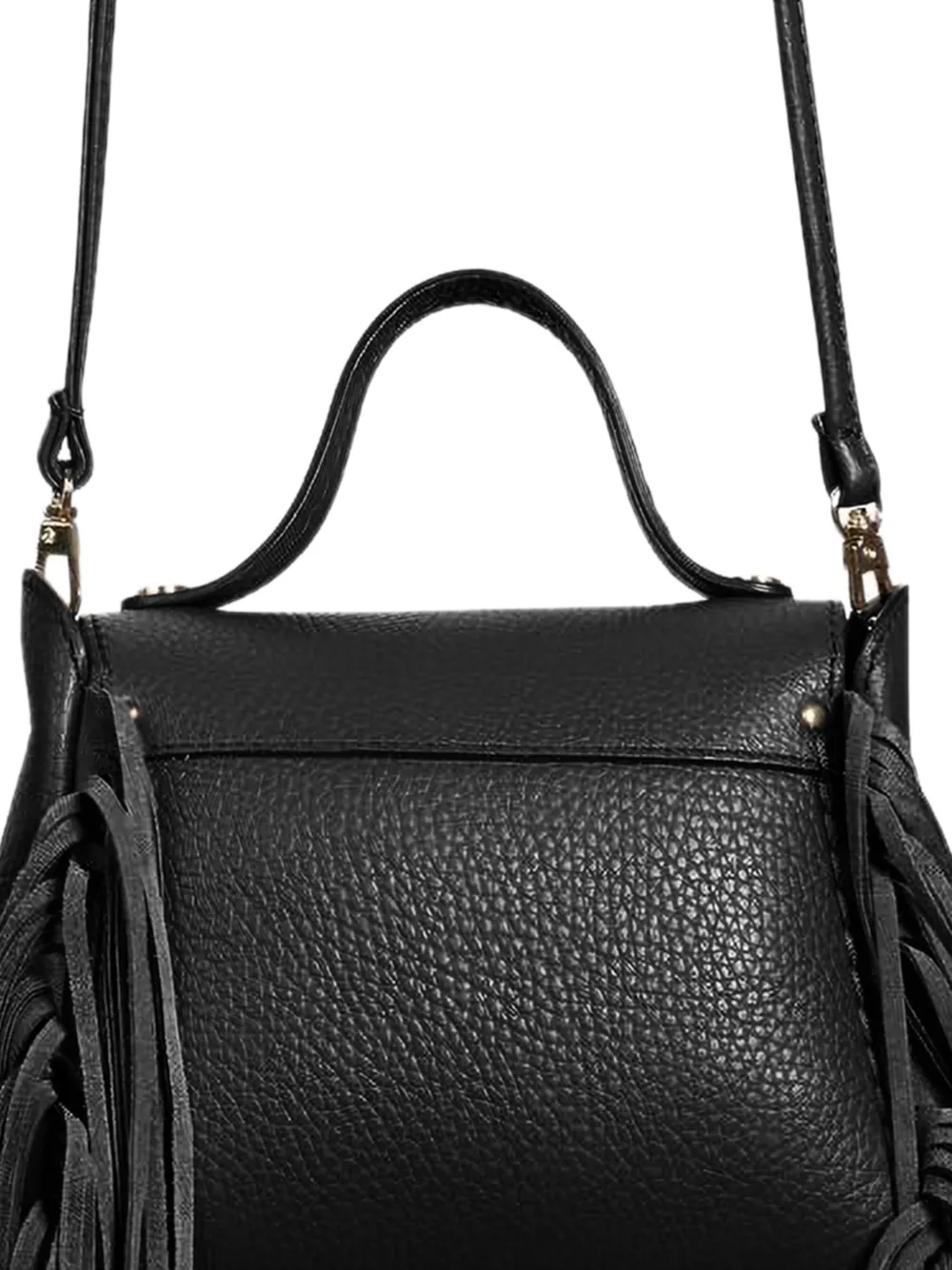 VISONA` Mini-shopper met franje Zwart