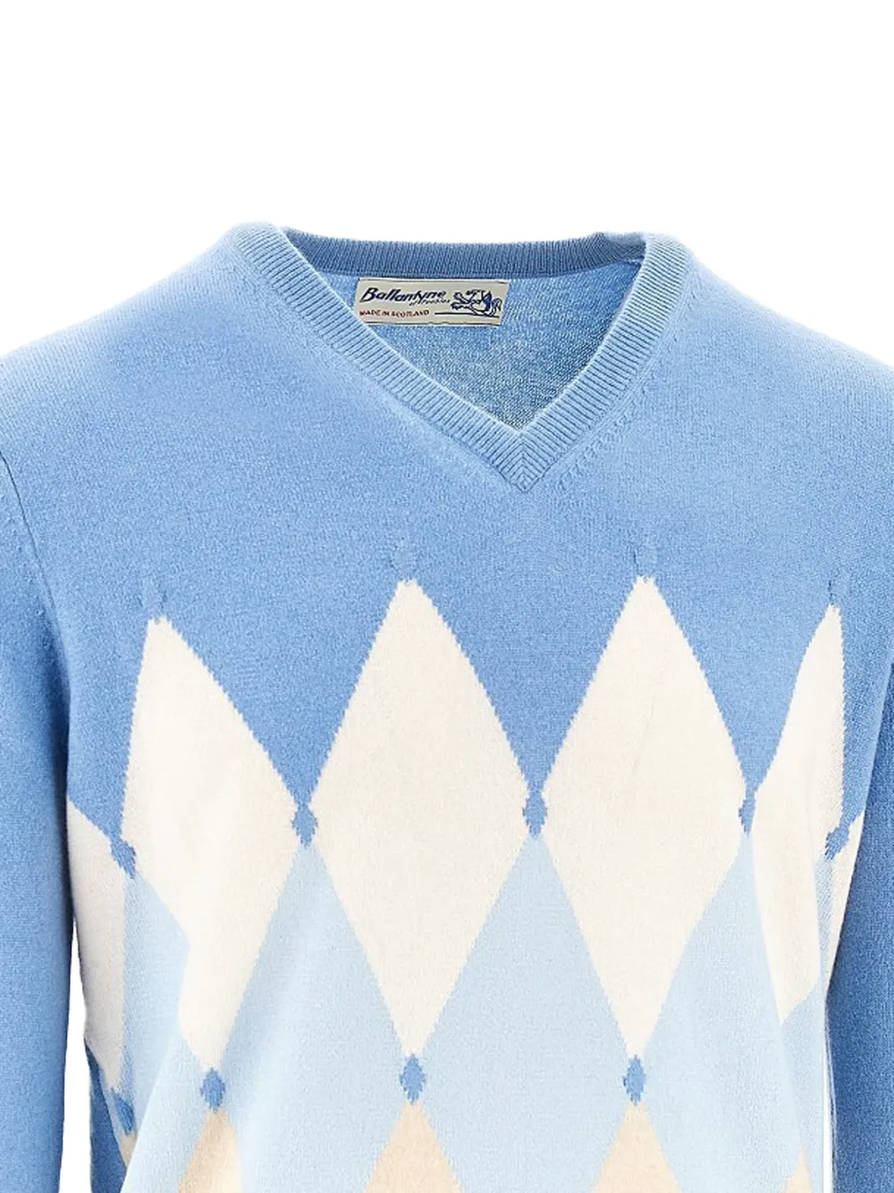 Ballantyne Trui met V-hals en argyle-patroon Blauw