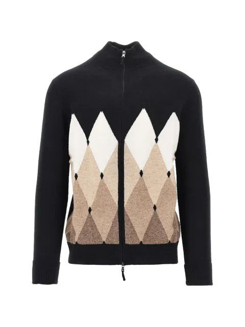 Ballantyne argyle-intarsia zip-up cardigan