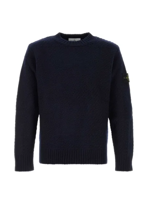 Stone Island logo-patch waffle-knit sweater