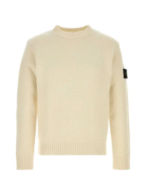 Stone Island logo-patch waffle-knit sweater